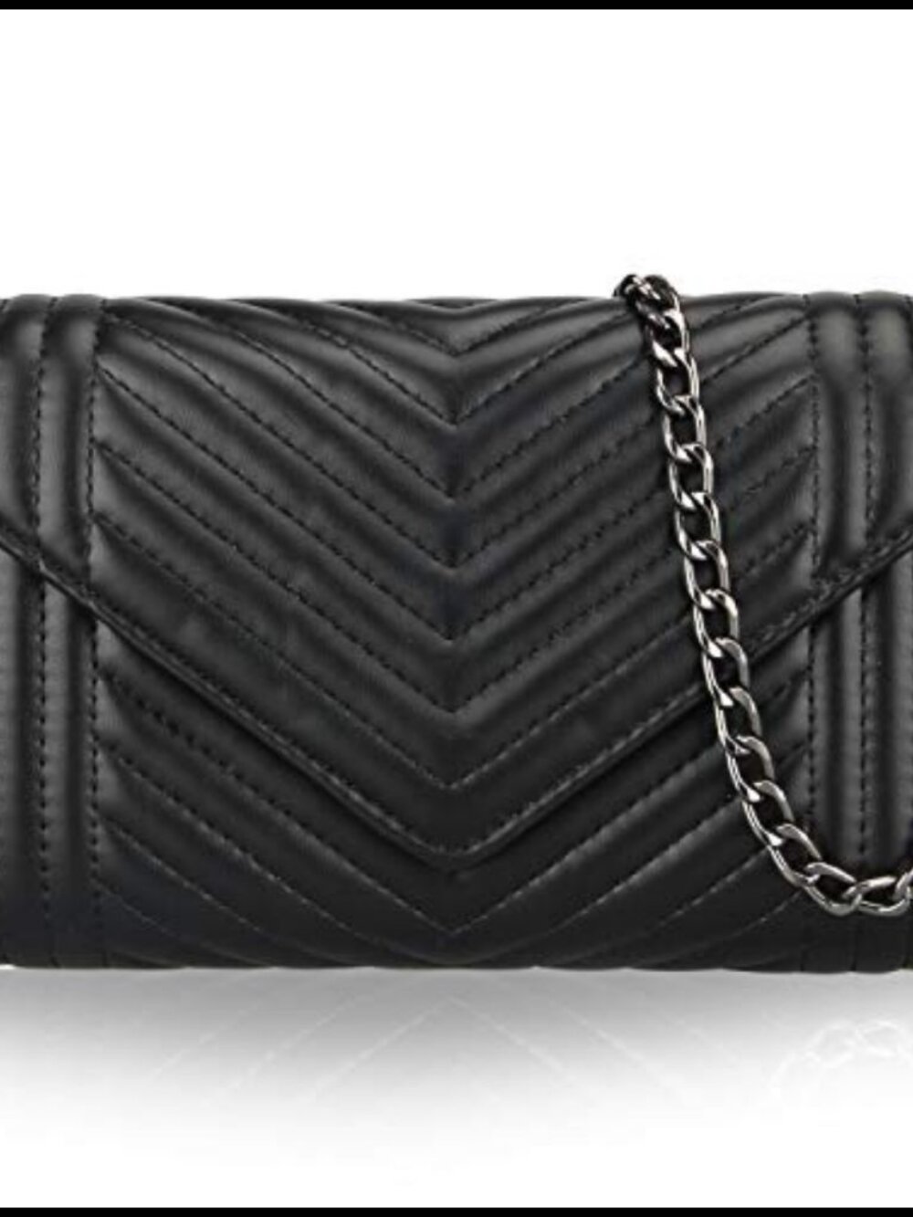 Faux Leather Crossbody Bag Quilted Chain Strap Clutch Purse
